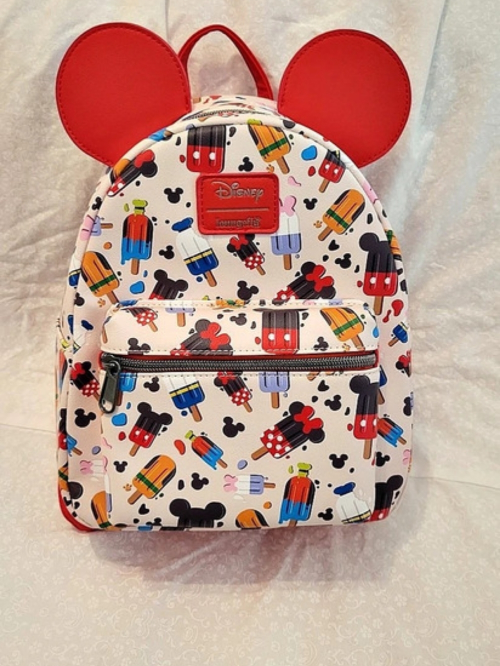 Loungefly Disney Mickey Mouse & Friends Popsicle Mini Backpack White & Red